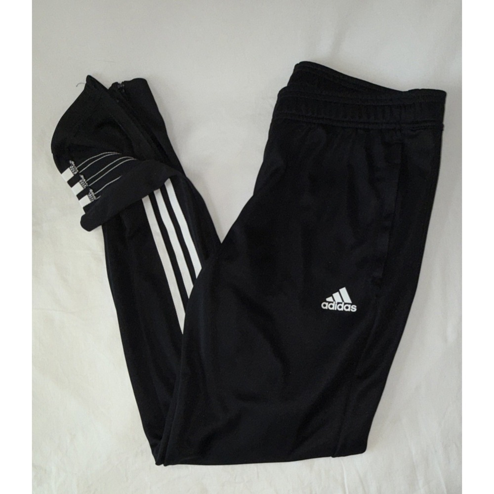 Adidas Women's Tiro 21 Black 3 Stripe Track Pants Ankle Zip Size Medium